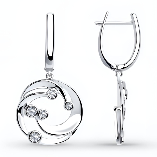 Серьги из серебра с фианитами